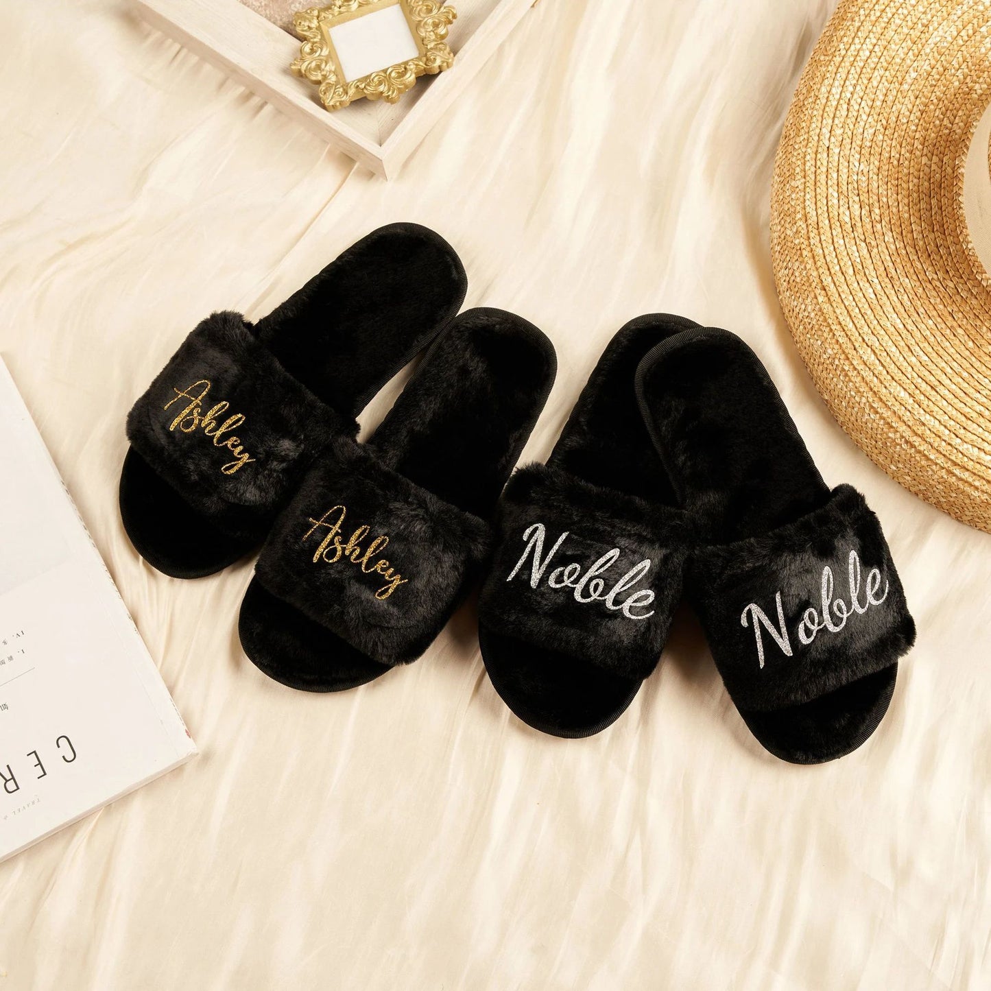 Personalized And Printable Logo DIY Plush One-piece Slippers